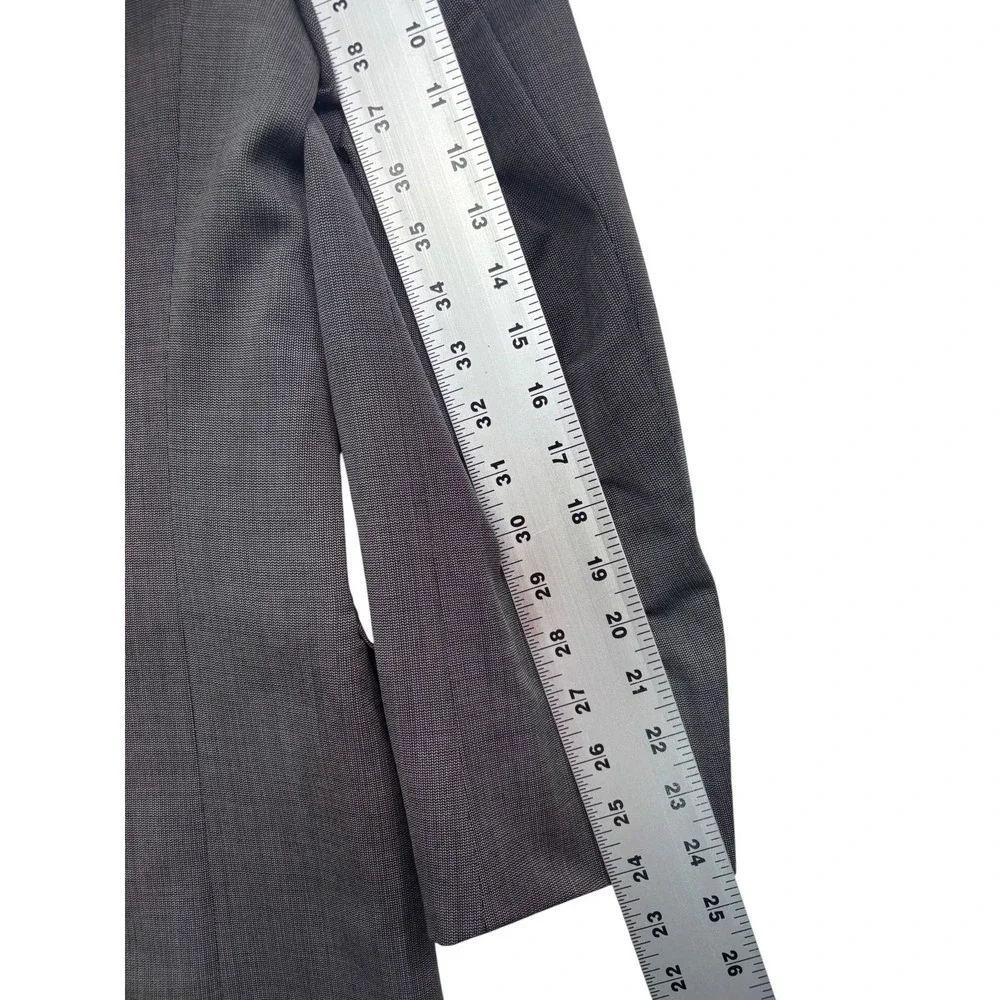vtg Zanieri Italy 40R 34x29 Gray Micro Check 2pc Pant Suit Pleated High Waisted